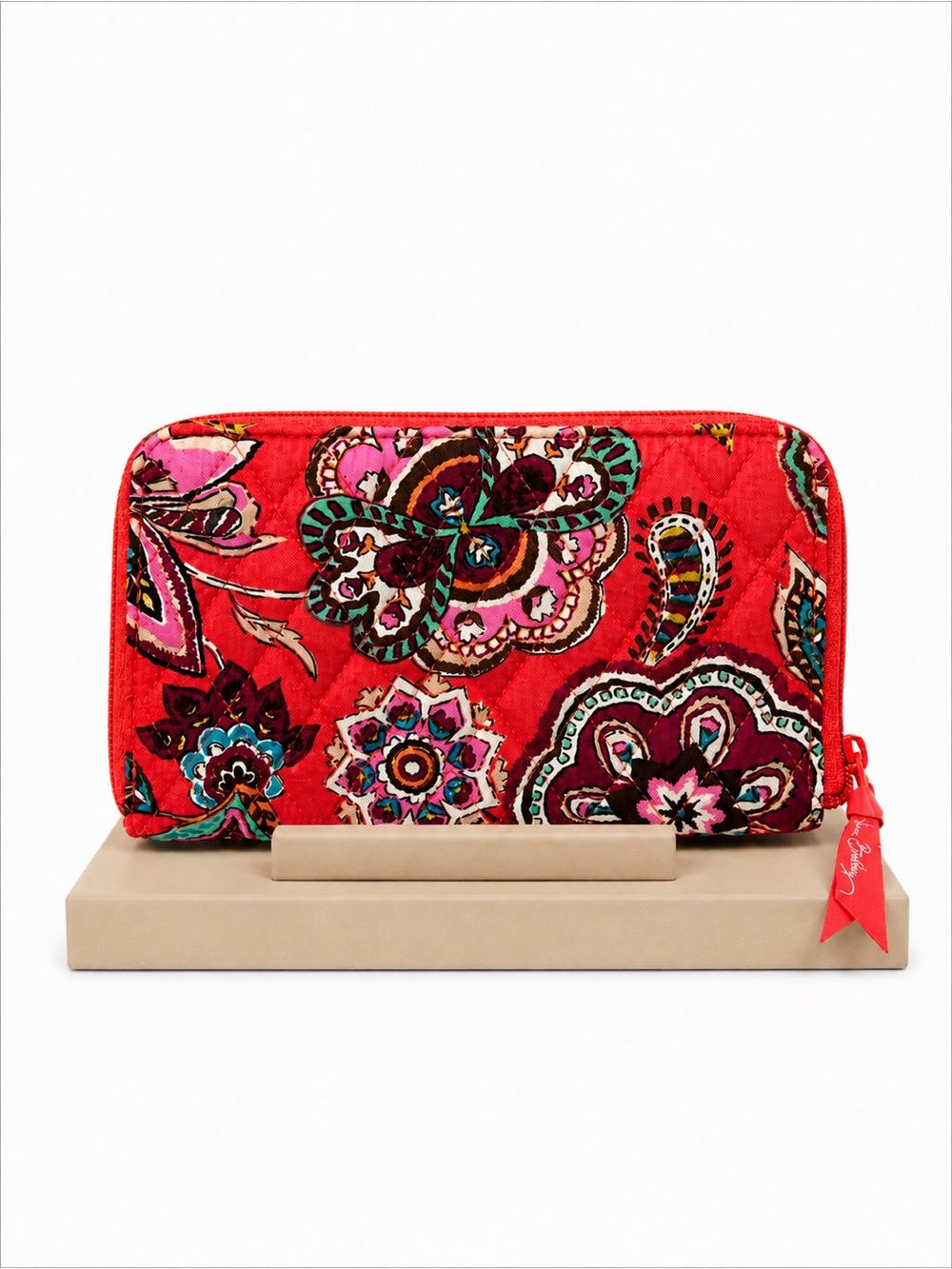 EUC Vera Bradley Zip Around Wallet Call Me Coral Retired Travel Wallet